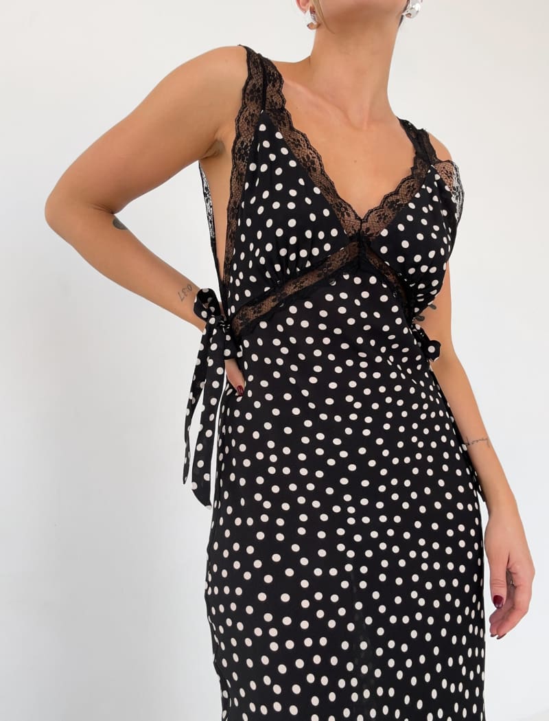 Rumours Dolly Midi Dress Black Ditsy Dot S