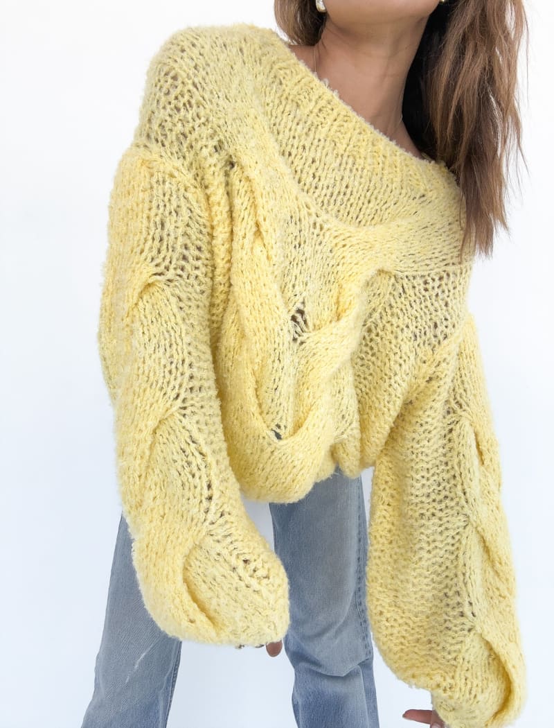 Slouchy Mustard Yellow outlet Knit Sweater