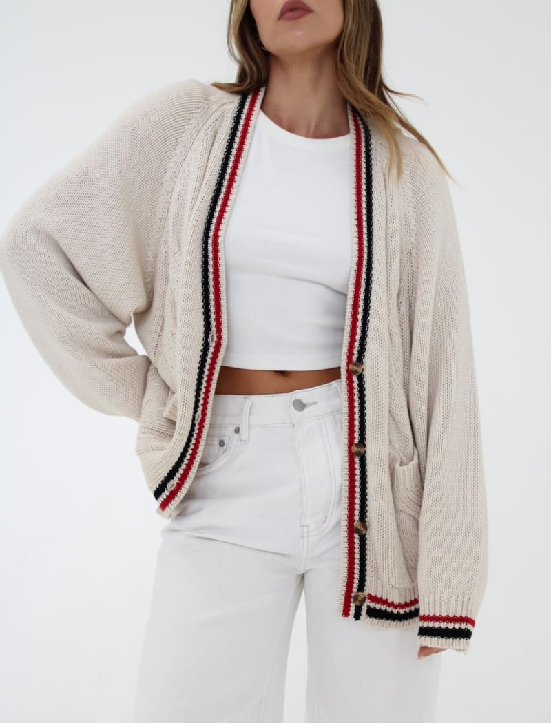 Scholar Cardigan | Cream Stripe – Rumored