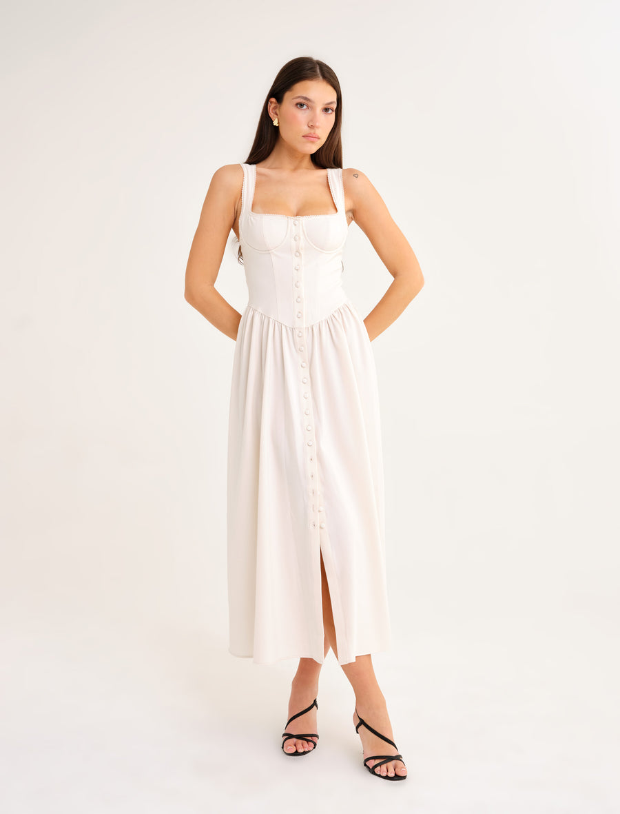 Antoinette Midi Dress | Cream - Midi Dress