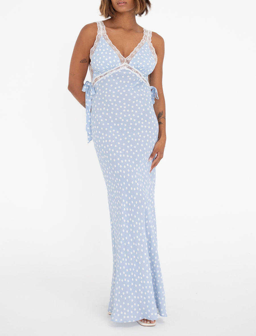 Dolly Midi Dress | Blue Ditsy Dot - Midi Dress