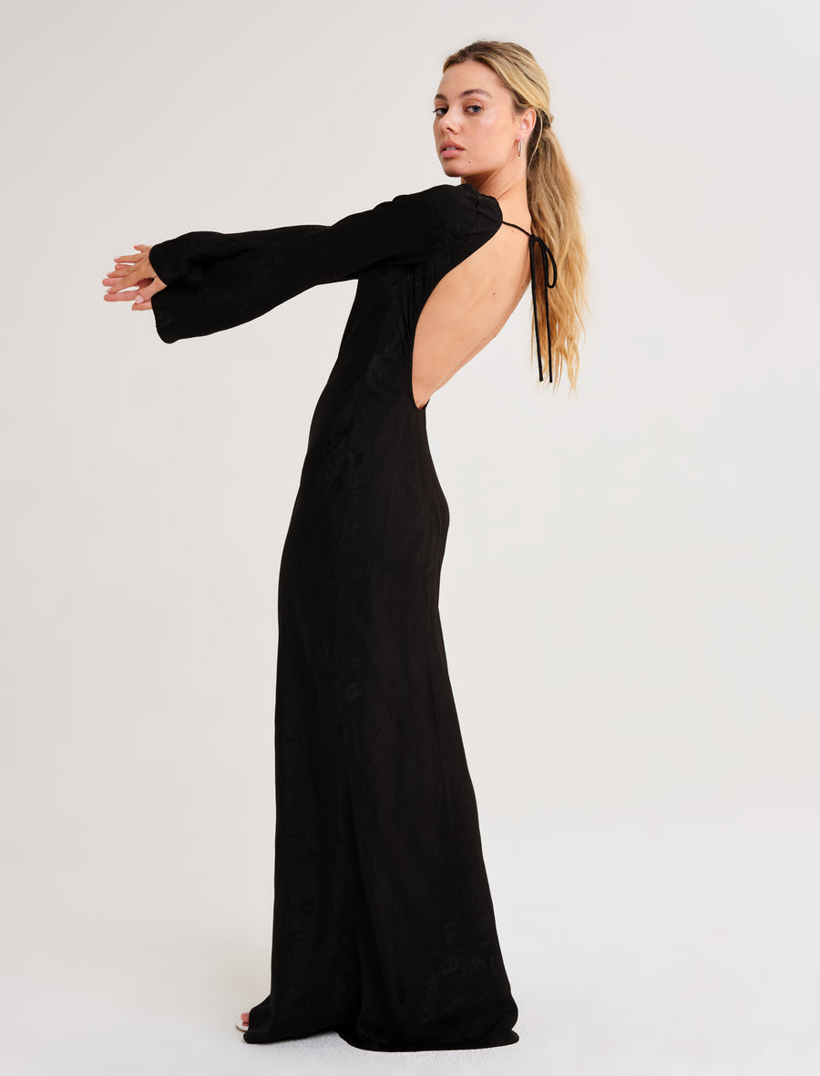 Sweet Talker Maxi Dress | Black Jacquard - Maxi Dress