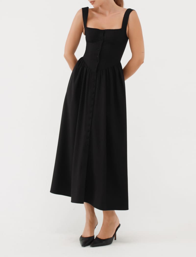 Antoinette Midi Dress | Black - Midi Dress