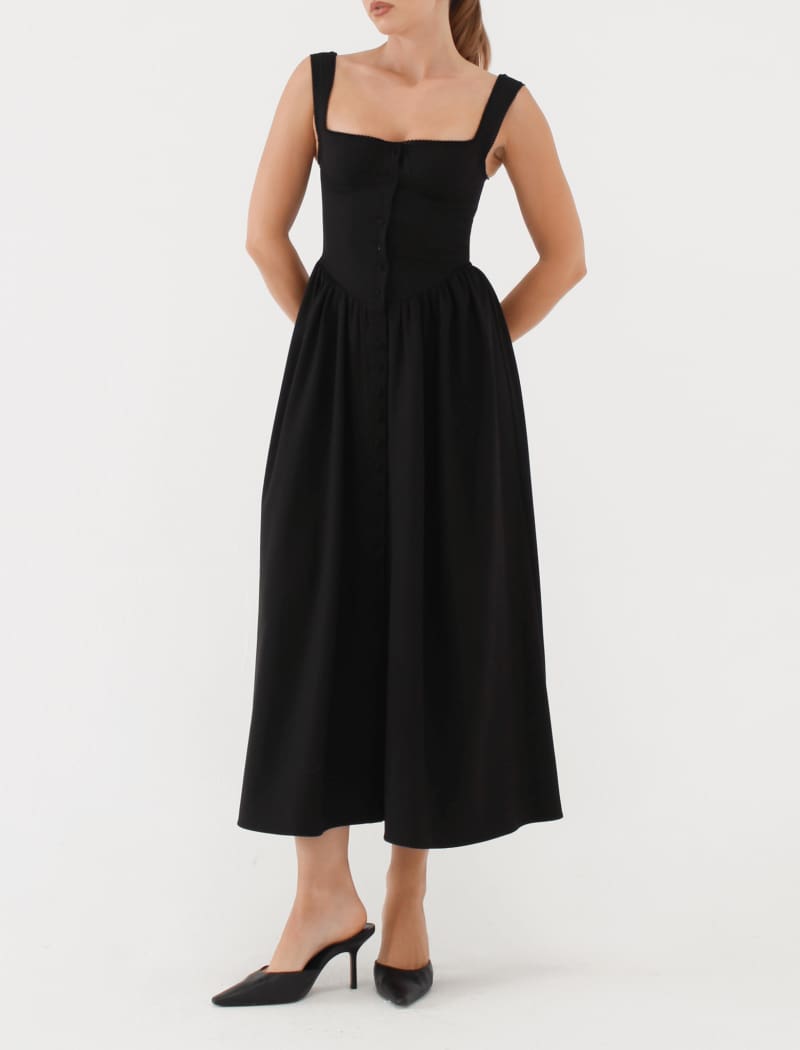 Antoinette Midi Dress | Black - Midi Dress