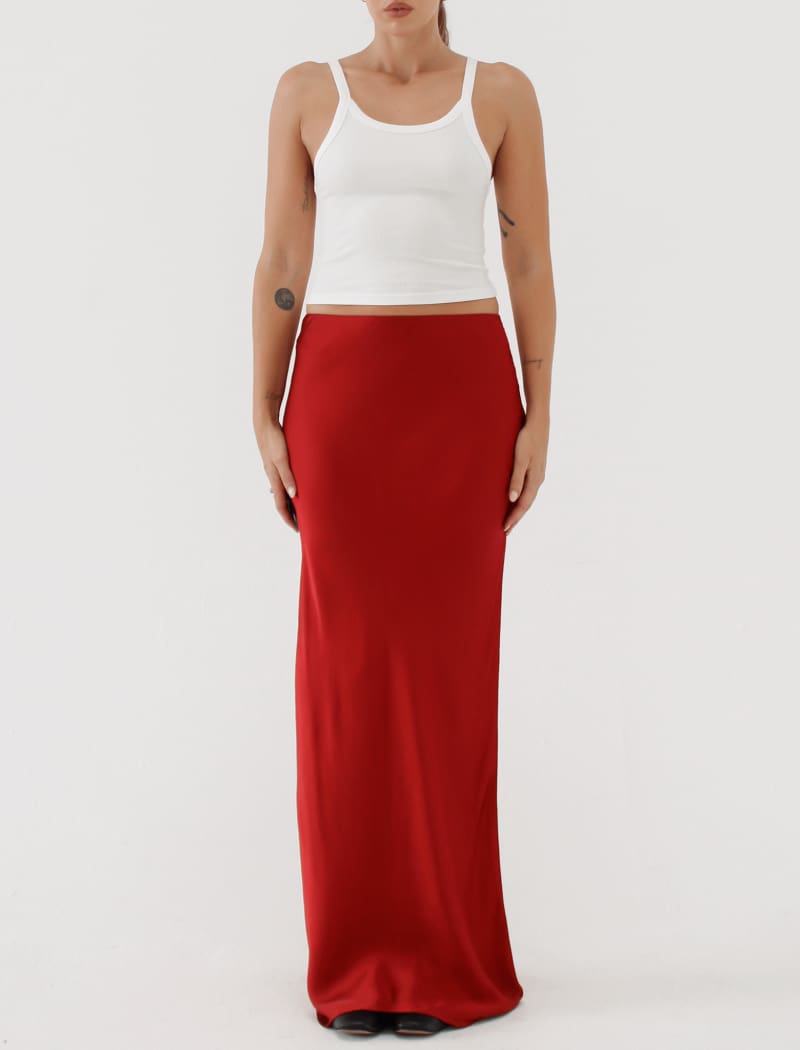 Archive Bias Maxi Skirt | Crimson - Maxi Skirt