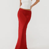 Archive Bias Maxi Skirt | Crimson - Maxi Skirt