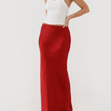 Archive Bias Maxi Skirt | Crimson - Maxi Skirt