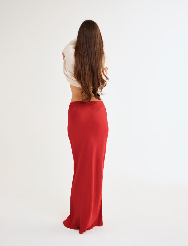 Archive Bias Maxi Skirt | Crimson - Maxi Skirt