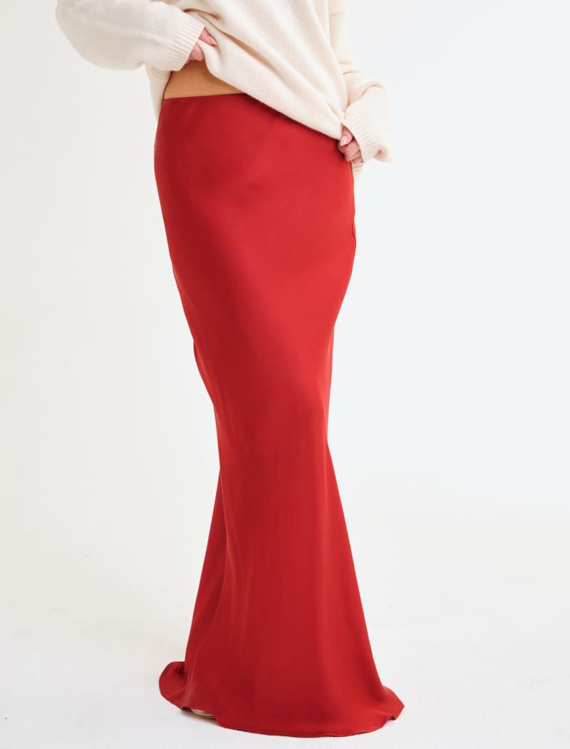 Archive Bias Maxi Skirt | Crimson - Maxi Skirt