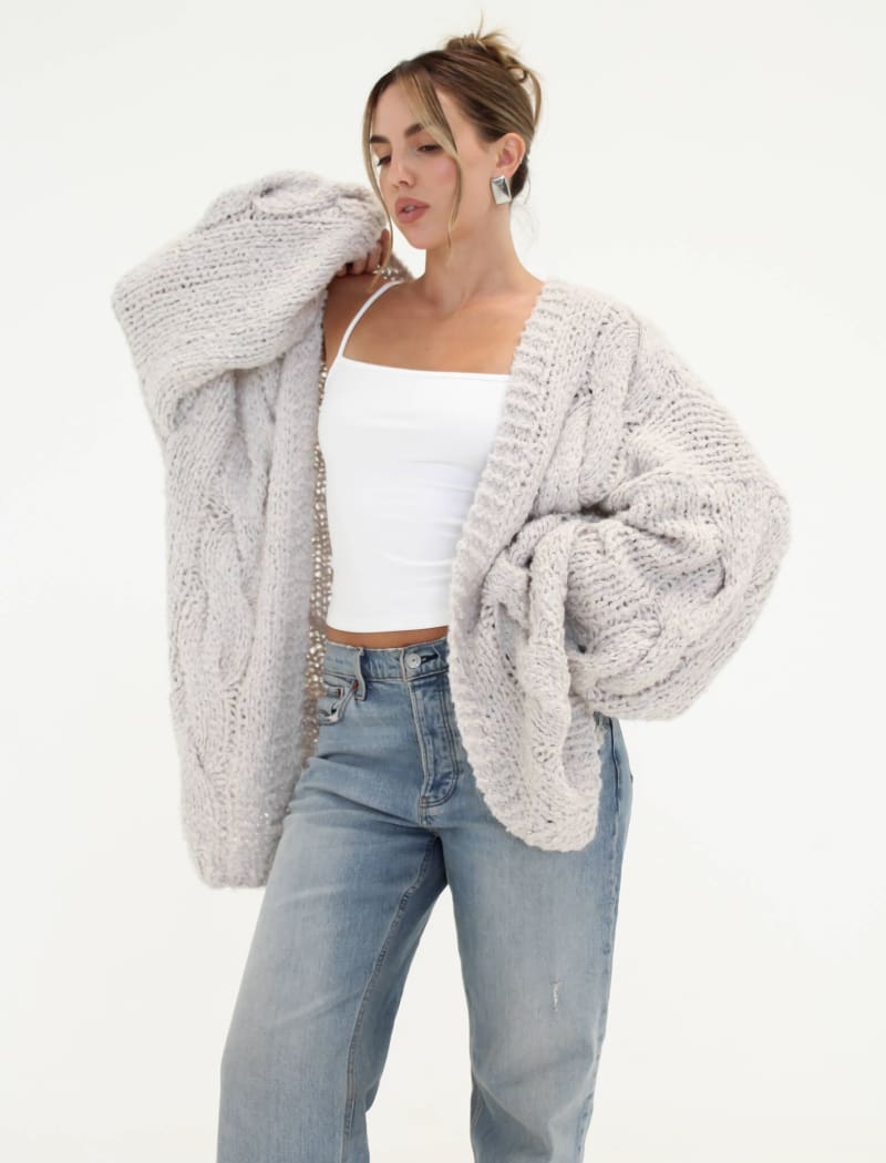 Aspen Cardigan | White Smoke - Cardigan