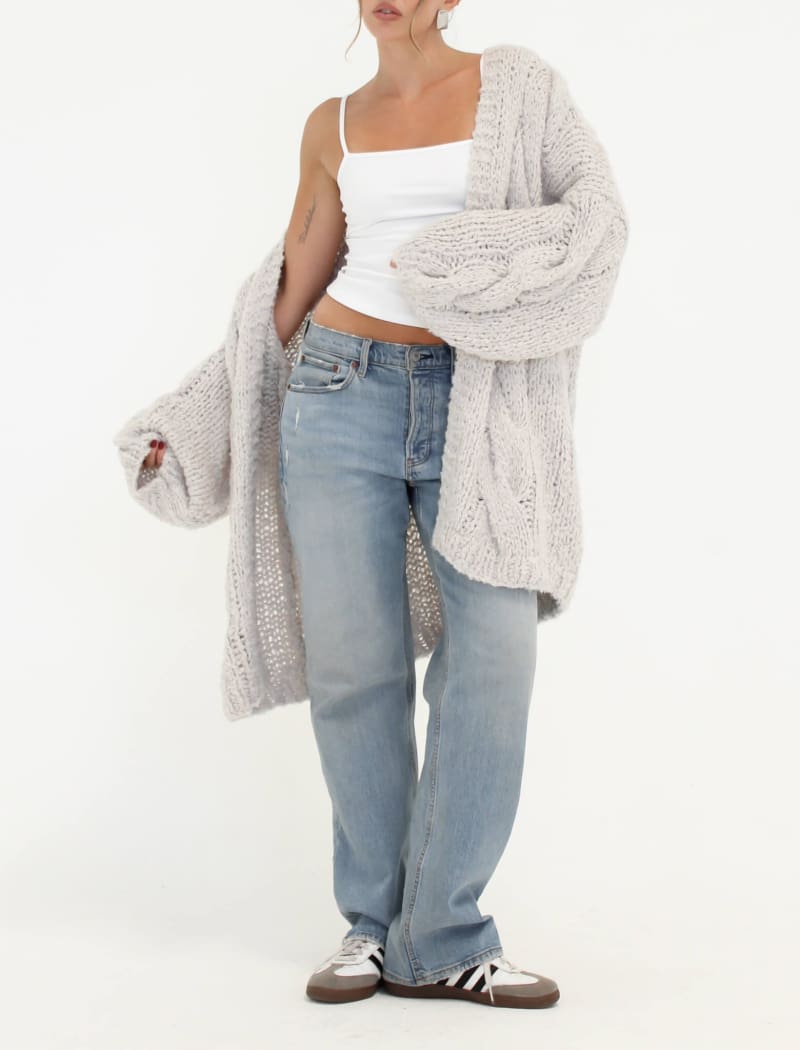 Aspen Cardigan | White Smoke - Cardigan