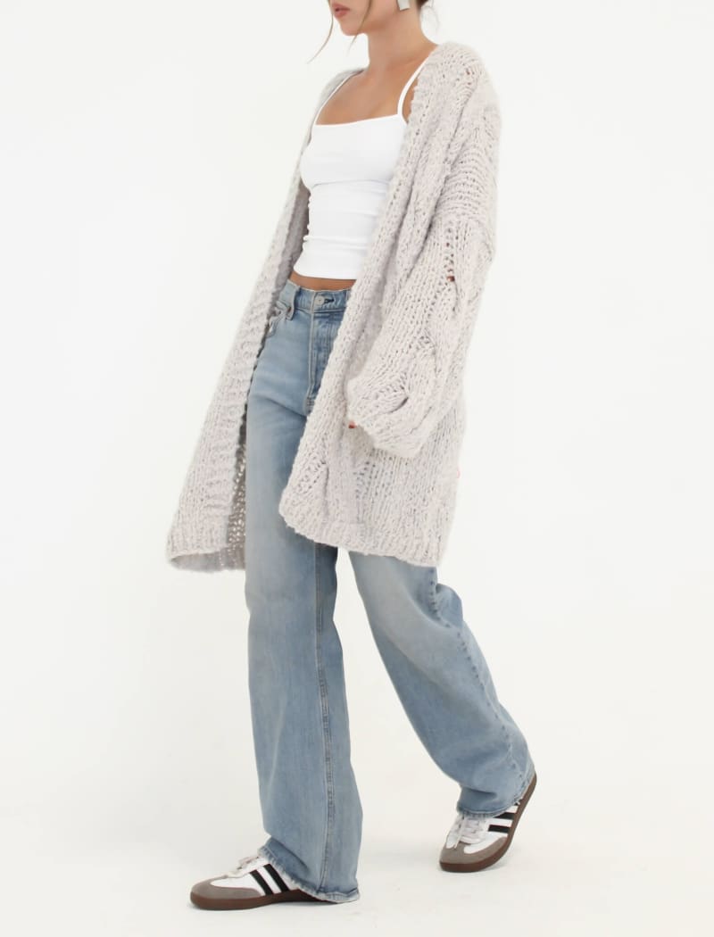 Aspen Cardigan | White Smoke - Cardigan