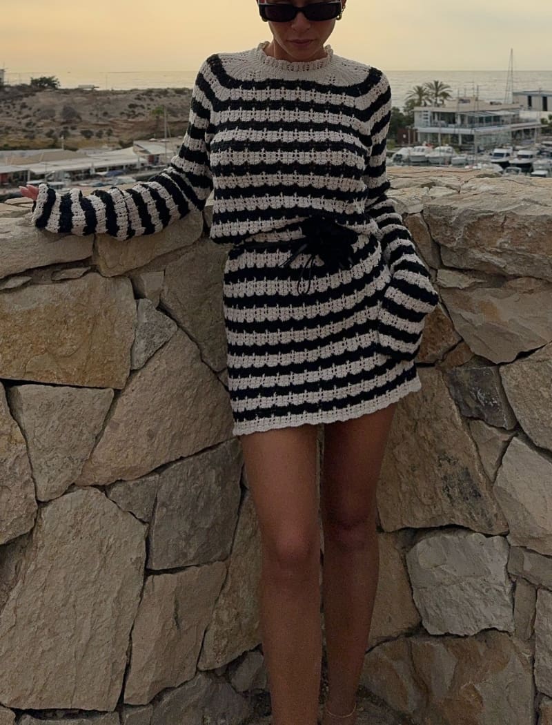 Beyond the Sea Mini Dress | Black & Cream - Mini Dress