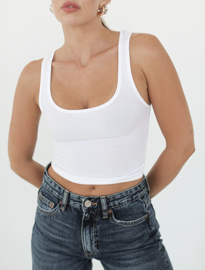 Classic Ribbed Tank | White - Camis and Tanks