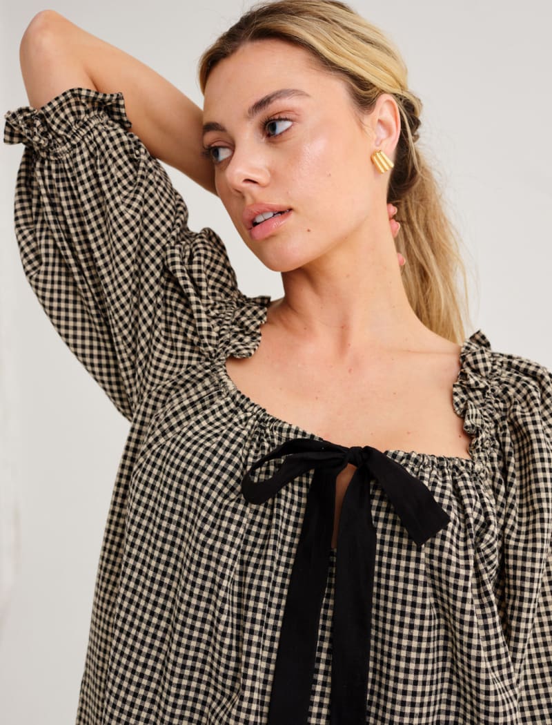 Darling Mini Dress | Black Gingham - Mini Dress