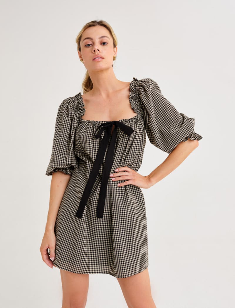 Darling Mini Dress | Black Gingham - Mini Dress