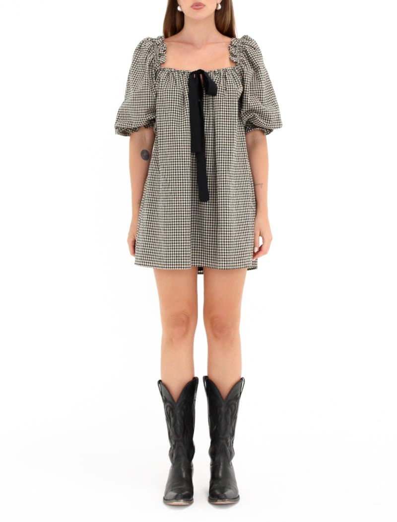 Darling Mini Dress | Black Gingham - Mini Dress