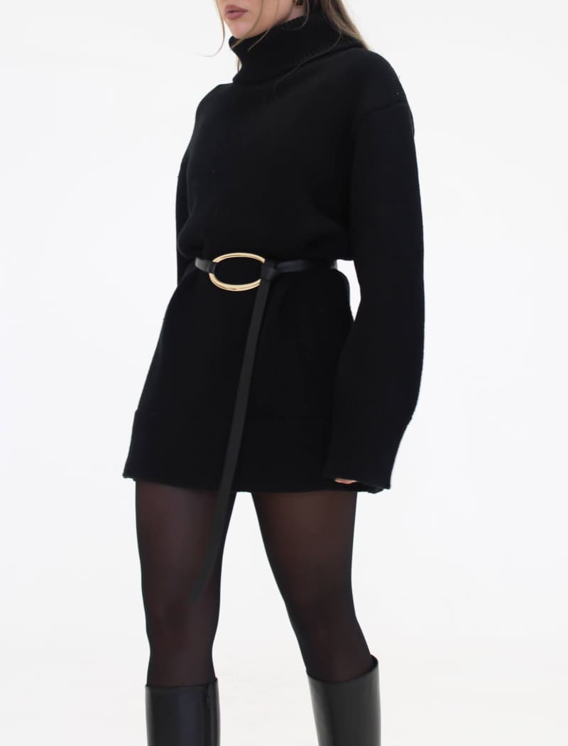 Denali Turtleneck Mini Dress | Black