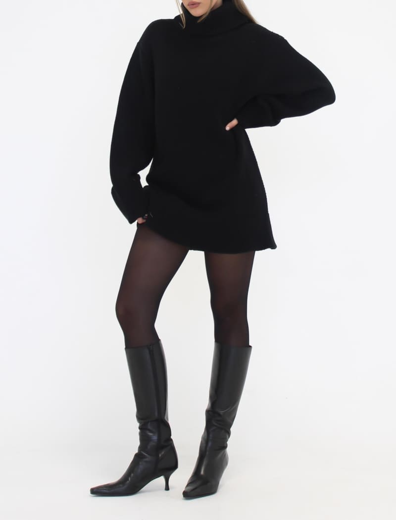 Denali Turtleneck Mini Dress | Black