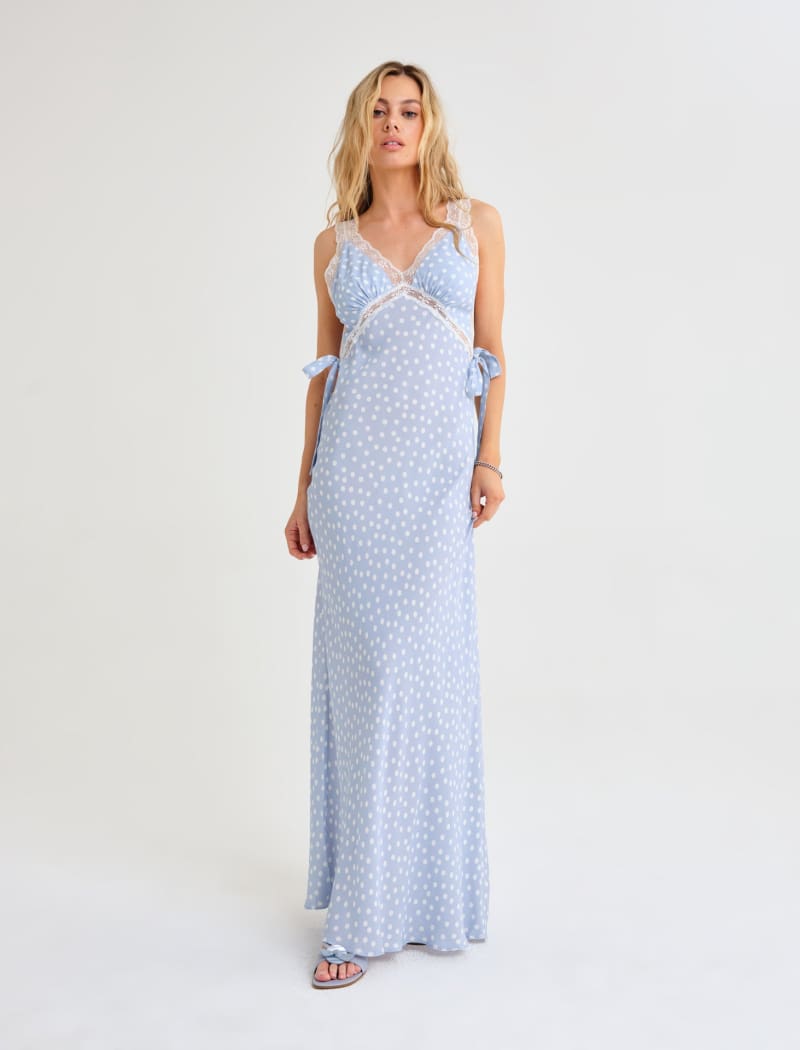 Dolly Midi Dress | Blue Ditsy Dot - Midi Dress