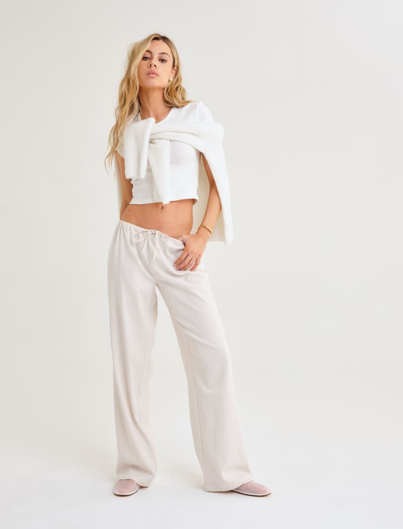 Easy Drawstring Pant | Cream - Pants