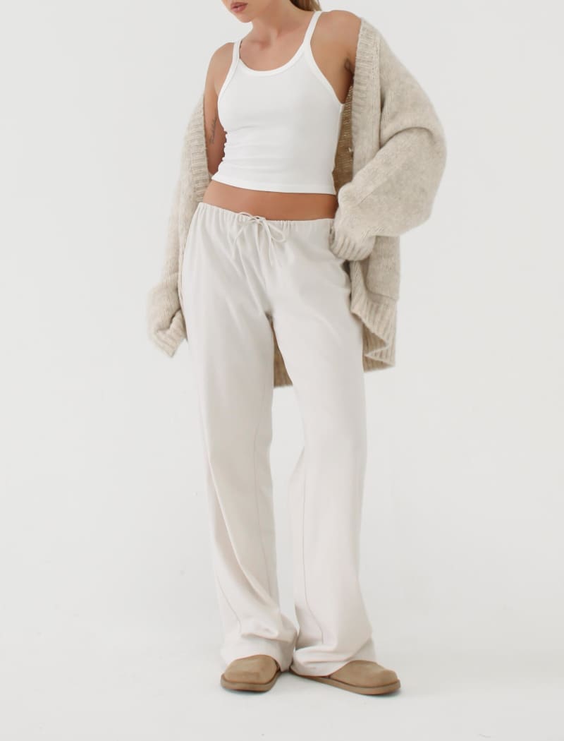 Easy Drawstring Pant | Cream - Pants