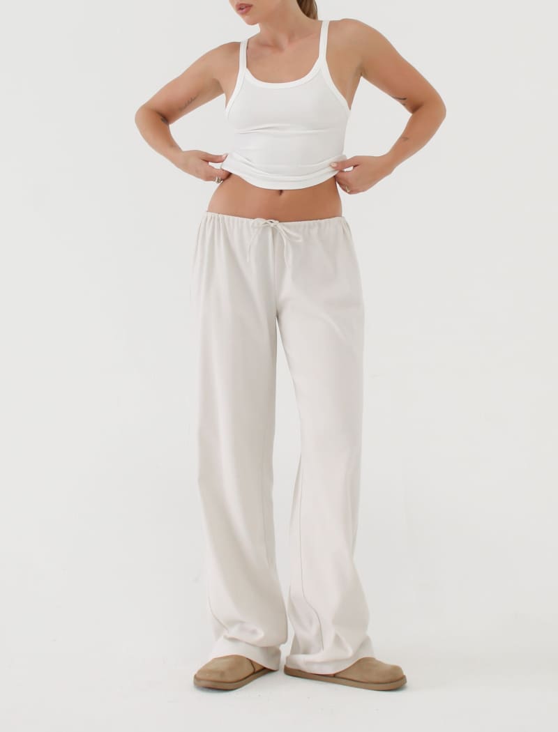 Easy Drawstring Pant | Cream - Pants