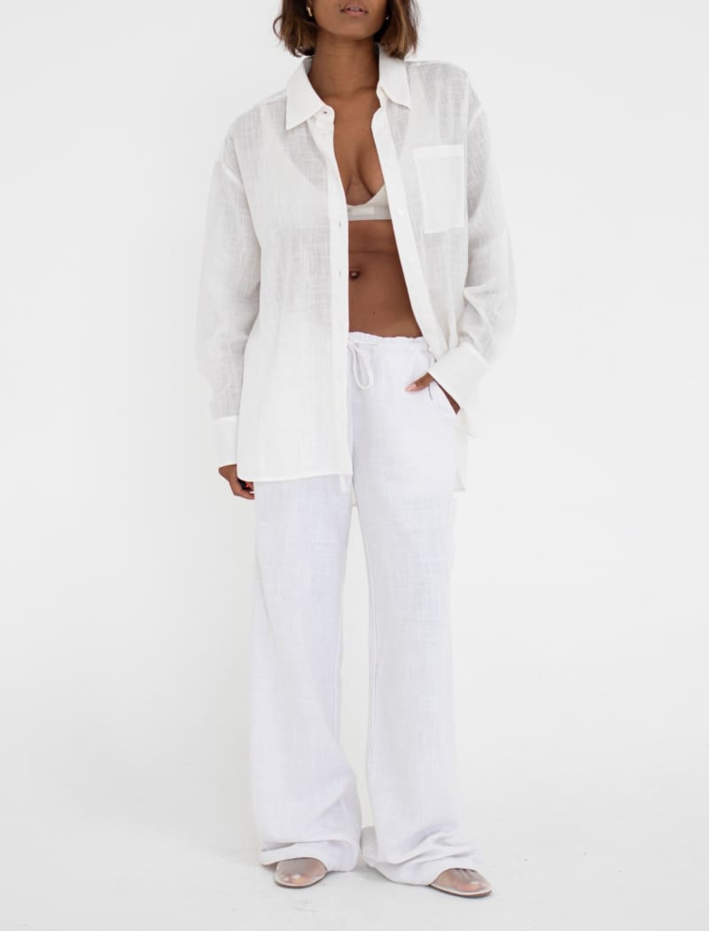 Ex-Boyfriend Button Up | White Linen – Rumored