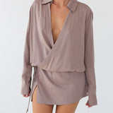 Executive Mini Dress | Taupe - Mini Dress