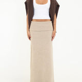 Fairfield Foldover Maxi Skirt | Latte - Maxi Skirt