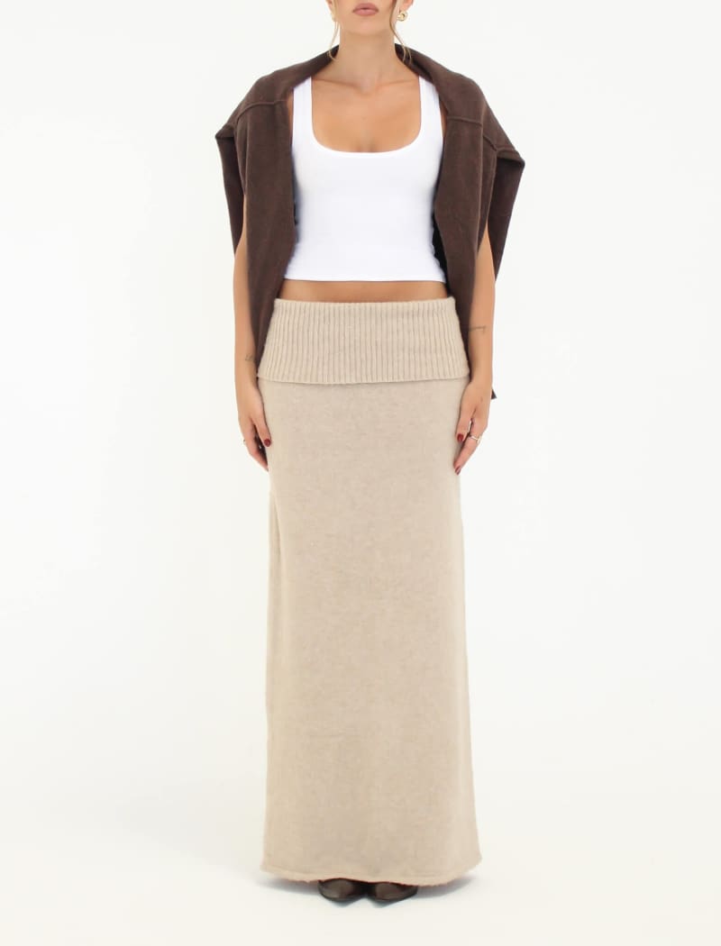 Fairfield Foldover Maxi Skirt | Latte - Maxi Skirt