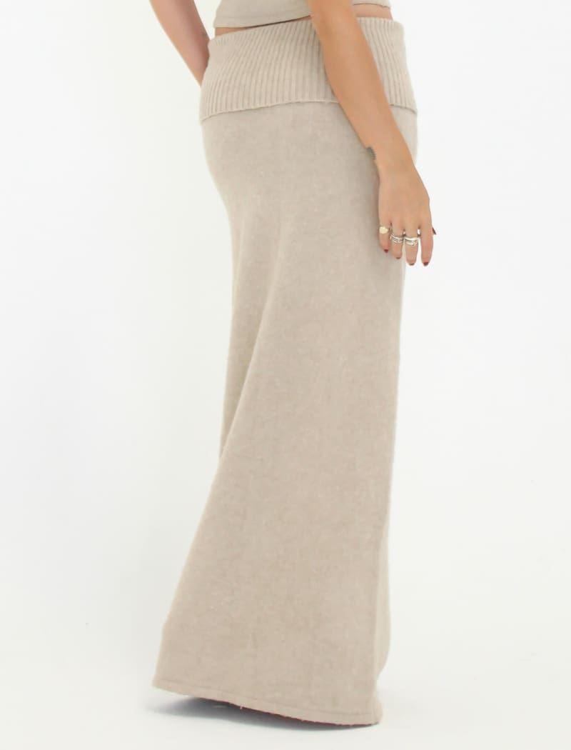 Fairfield Foldover Maxi Skirt | Latte - Maxi Skirt