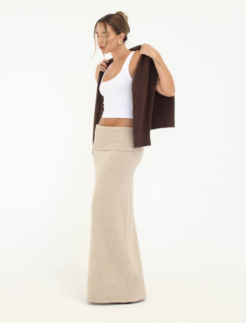 Fairfield Foldover Maxi Skirt | Latte - Maxi Skirt