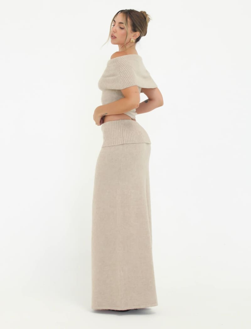 Fairfield Foldover Maxi Skirt | Latte - Maxi Skirt