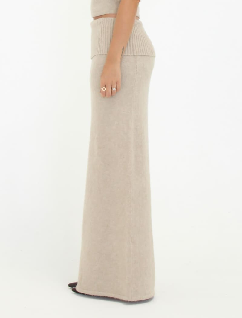 Fairfield Foldover Maxi Skirt | Latte - Maxi Skirt