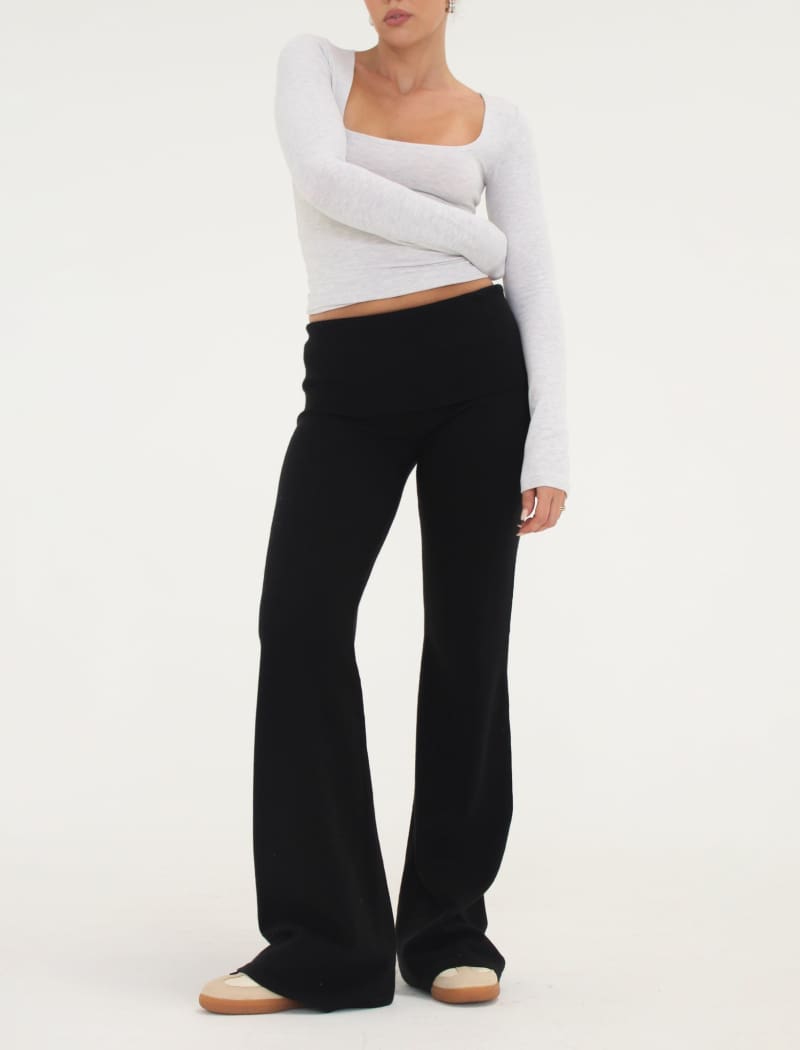 Fold-Over Pant | Black - Pants