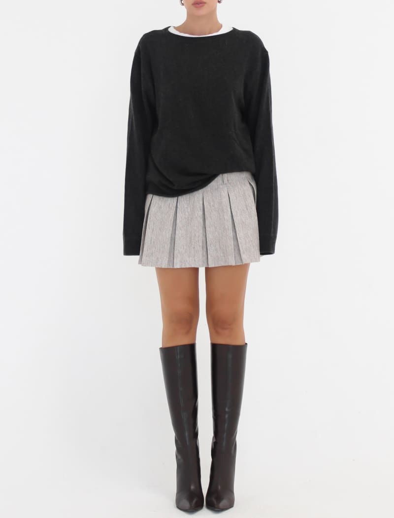 Ford Mini Skirt | Oat Heathered Twill - Mini Skirt