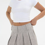 Ford Mini Skirt | Oat Heathered Twill - Mini Skirt