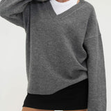 Hunter V-Neck Sweater | Charcoal - Sweaters