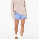 Hunter V-Neck Sweater | Oatmeal Heather - Knitwear