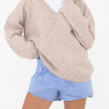 Hunter V-Neck Sweater | Oatmeal Heather - Knitwear