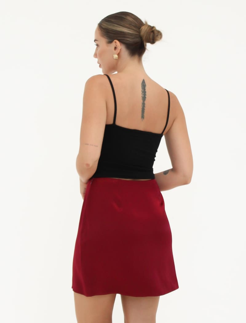 Kerrigan Mini Skirt | Merlot - Mini Skirt