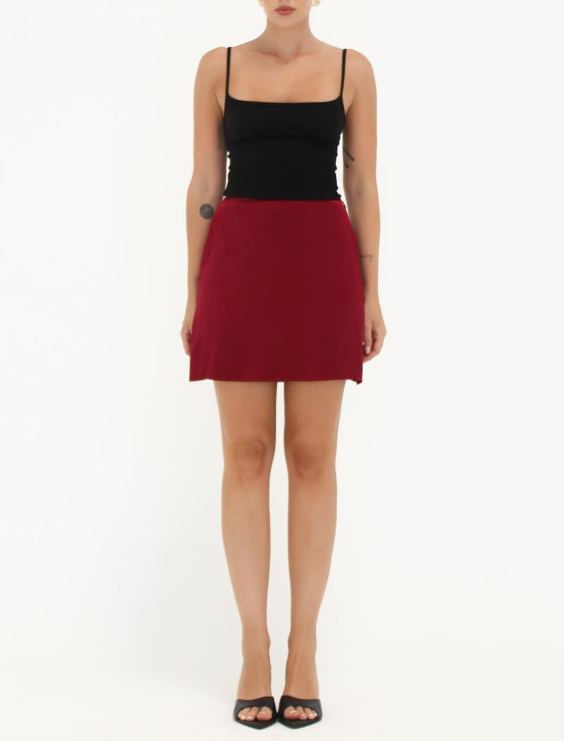 Kerrigan Mini Skirt | Merlot - Mini Skirt