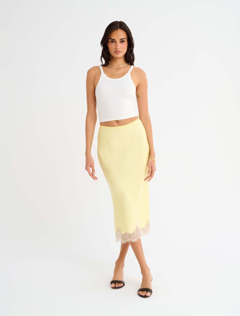 Lady Lace Midi Skirt | Buttercream Jacquard - Midi Skirt