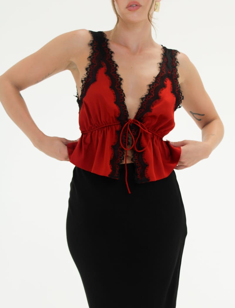 Lady Lace Top | Crimson - Camis and Tanks