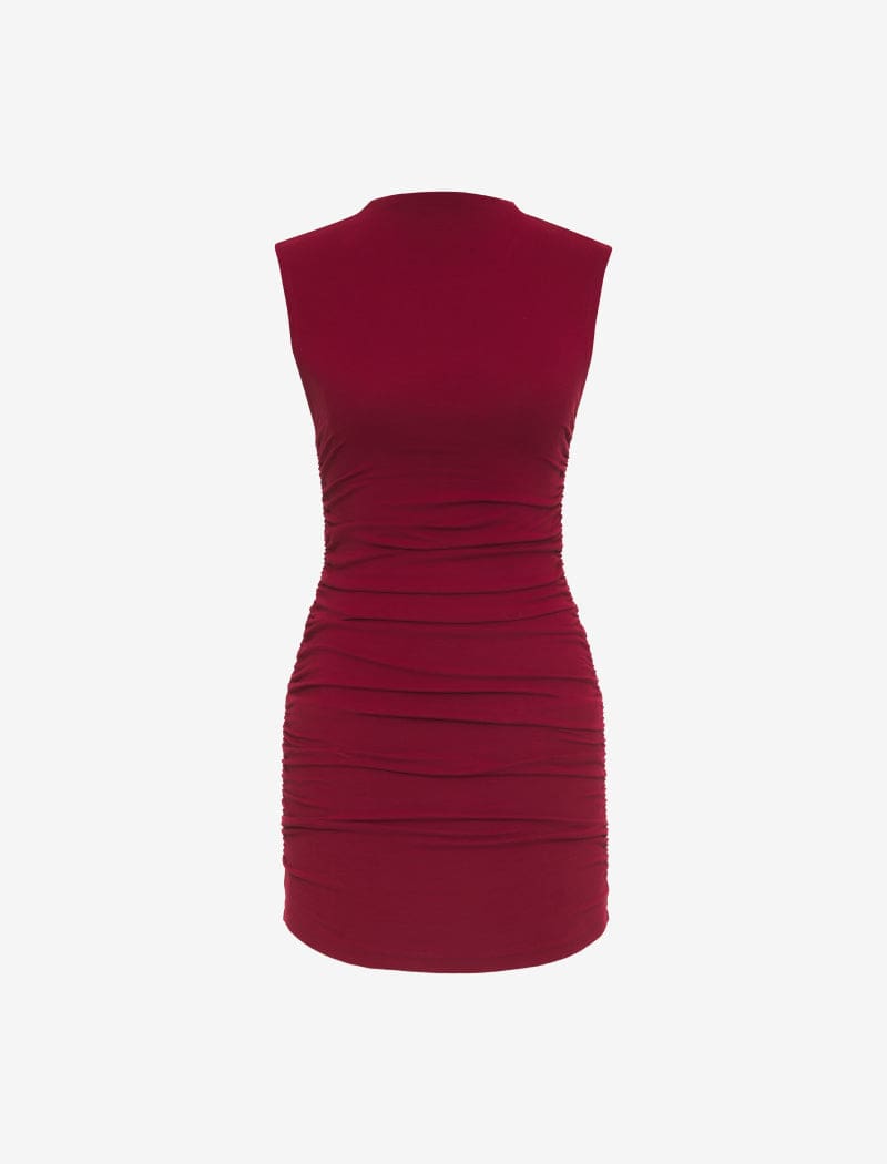 Minimalist Mini Dress | Maroon - Mini Dress