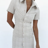 Notting Hill Mini Dress | Beige Glen Plaid - Mini Dress