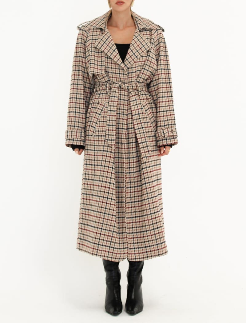 Notting Hill Trench | Newbury Plaid Tweed - Trench Coat