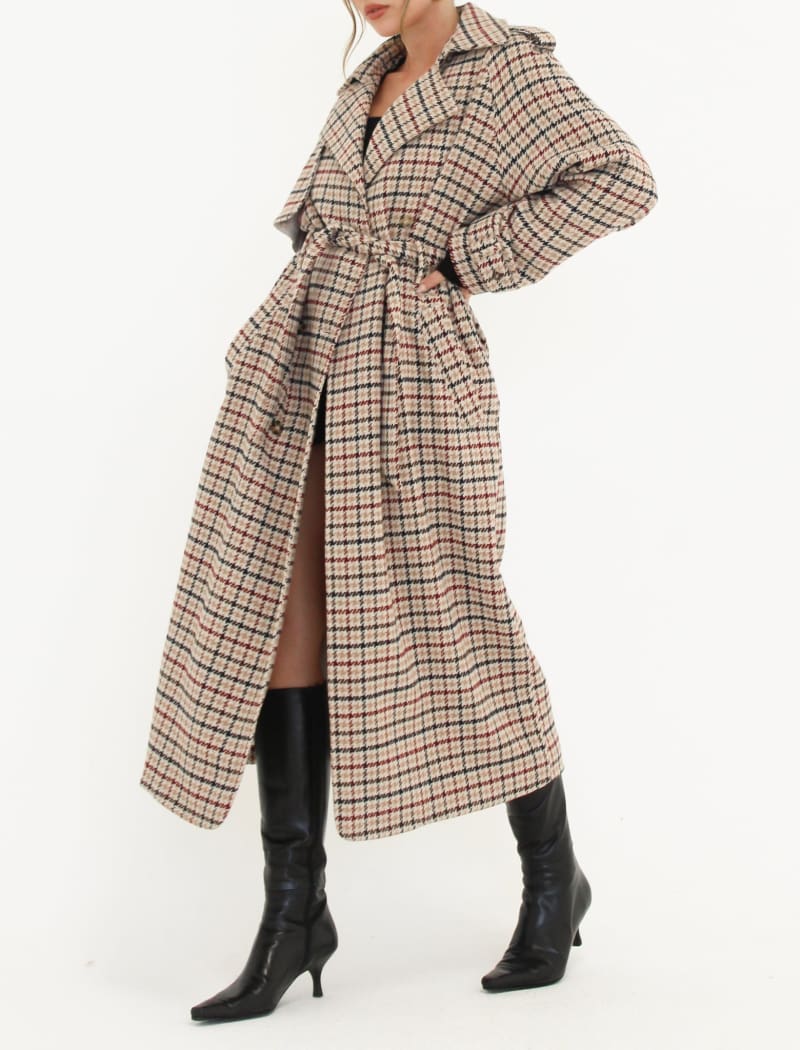 Notting Hill Trench | Newbury Plaid Tweed - Trench Coat