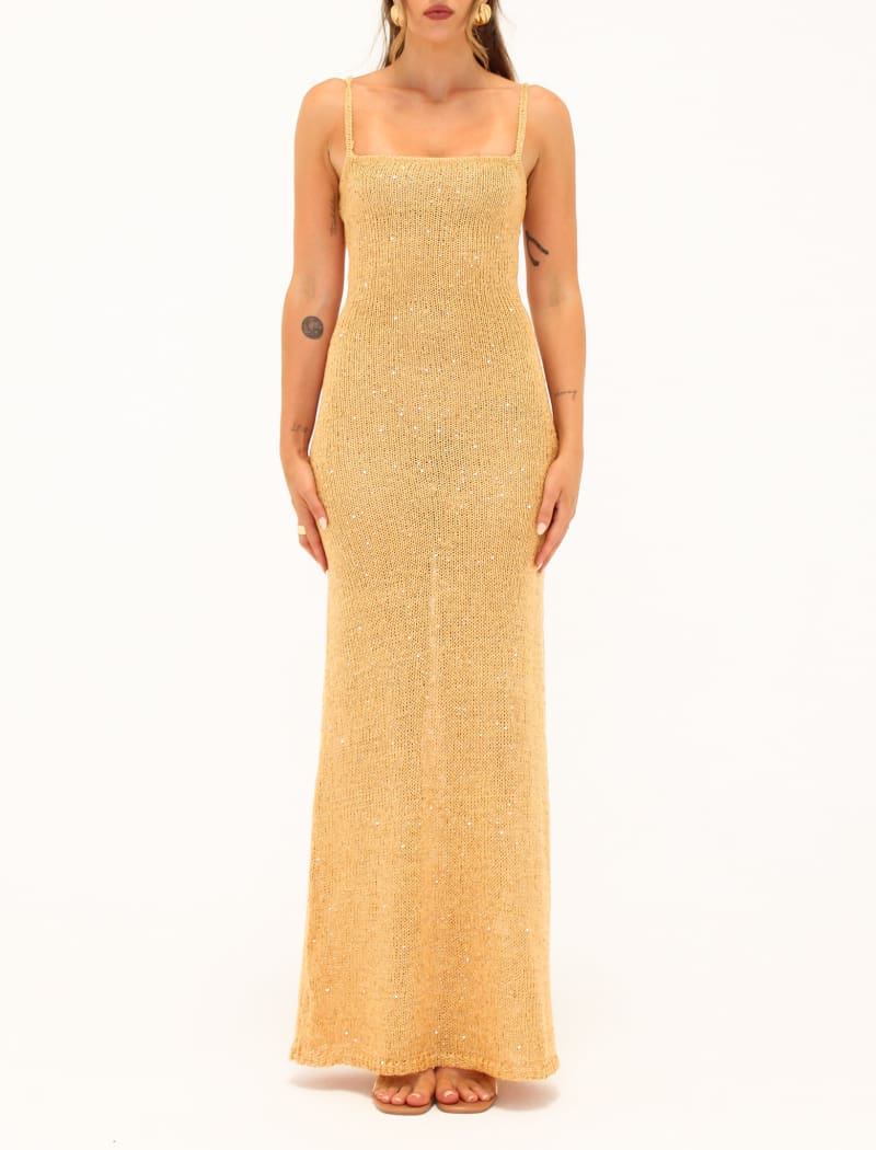 Palm Beach Maxi Dress | Gold Sequin - Maxi Dress